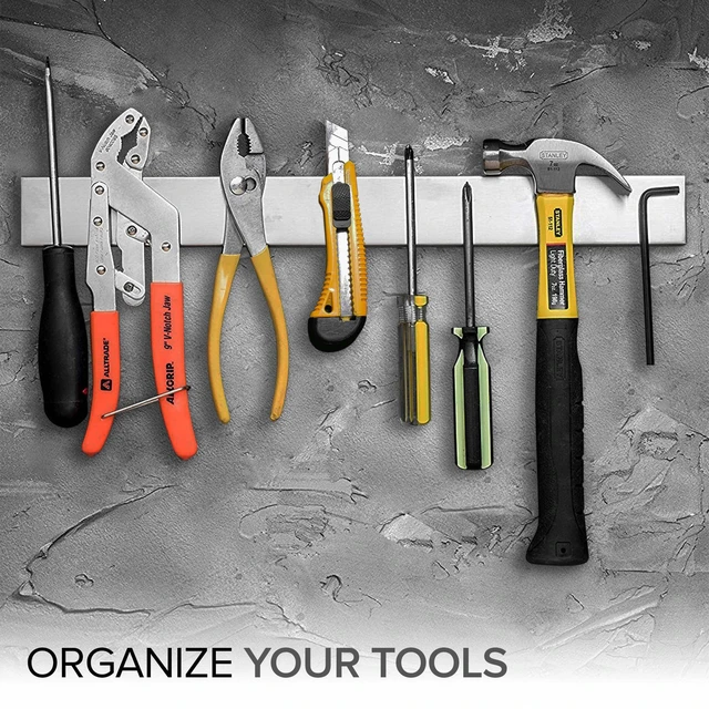 Alt view image 5 of 7 - Magnetic Knife Holder for Wall and Fridge - 18" Knife Magnetic Strip, Magnet Kitchen Knife Holder and Rack, Stainless Steel Magnetic Knife Bar for Kitchen Utensils