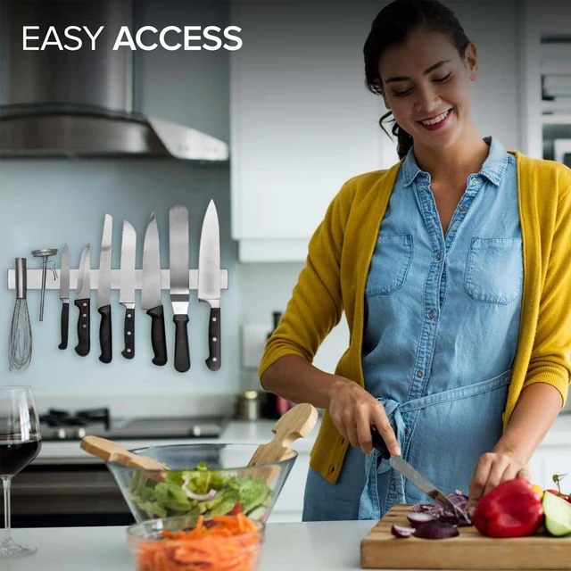 Alt view image 7 of 7 - Magnetic Knife Holder for Wall and Fridge - 18" Knife Magnetic Strip, Magnet Kitchen Knife Holder and Rack, Stainless Steel Magnetic Knife Bar for Kitchen Utensils