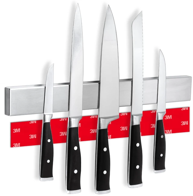 Main image of Magnetic Knife Holder for Wall 16" - No Drilling incl. Self Adhesive Tape - Extra strong Magnet - Awarded Strip - Made of Stainless Steel