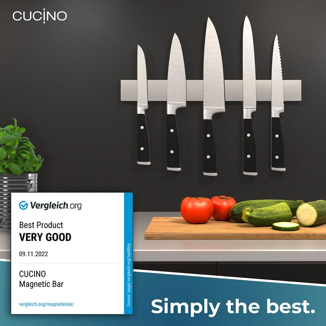 Alt view image 2 of 6 - Magnetic Knife Holder for Wall 16" - No Drilling incl. Self Adhesive Tape - Extra strong Magnet - Awarded Strip - Made of Stainless Steel