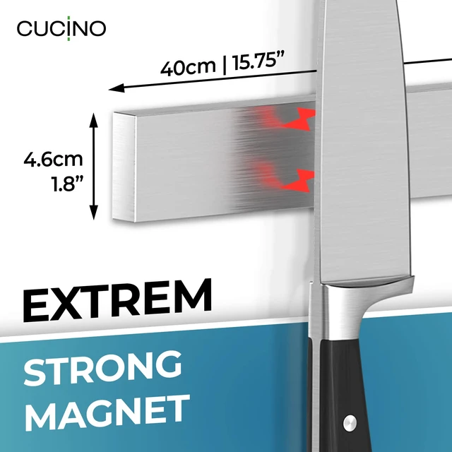 Alt view image 4 of 6 - Magnetic Knife Holder for Wall 16" - No Drilling incl. Self Adhesive Tape - Extra strong Magnet - Awarded Strip - Made of Stainless Steel