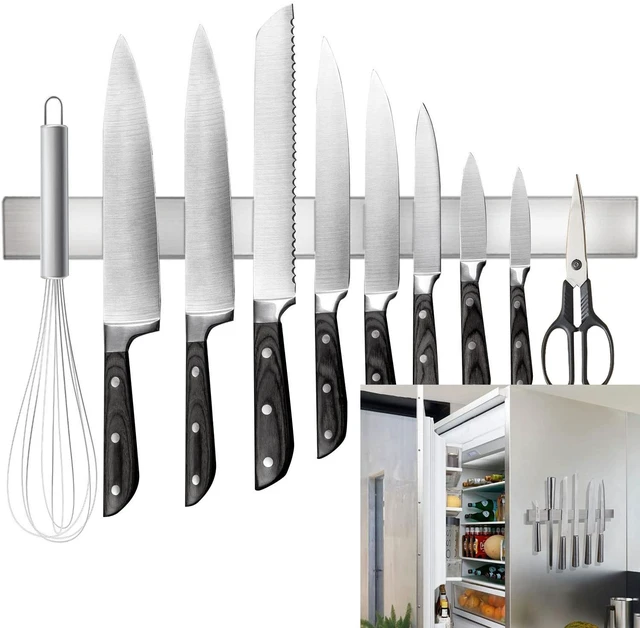Main image of Magnetic Knife Holder for Refrigerator, 17inch | Double-Sided Heavy-Duty Magnets, Premium SUS304 Stainless Steel, Never Rusts, Wall Mountable, Multi-Use as Tool Holder