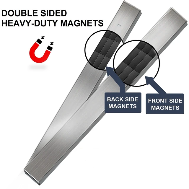 Alt view image 2 of 7 - Magnetic Knife Holder for Refrigerator, 17inch | Double-Sided Heavy-Duty Magnets, Premium SUS304 Stainless Steel, Never Rusts, Wall Mountable, Multi-Use as Tool Holder