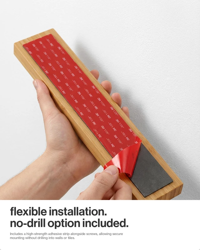 Alt view image 6 of 7 - Magnetic Knife Holder for Wall or Fridge | No-Drill Bamboo Knife Magnetic Strip, 16 - Renter Friendly