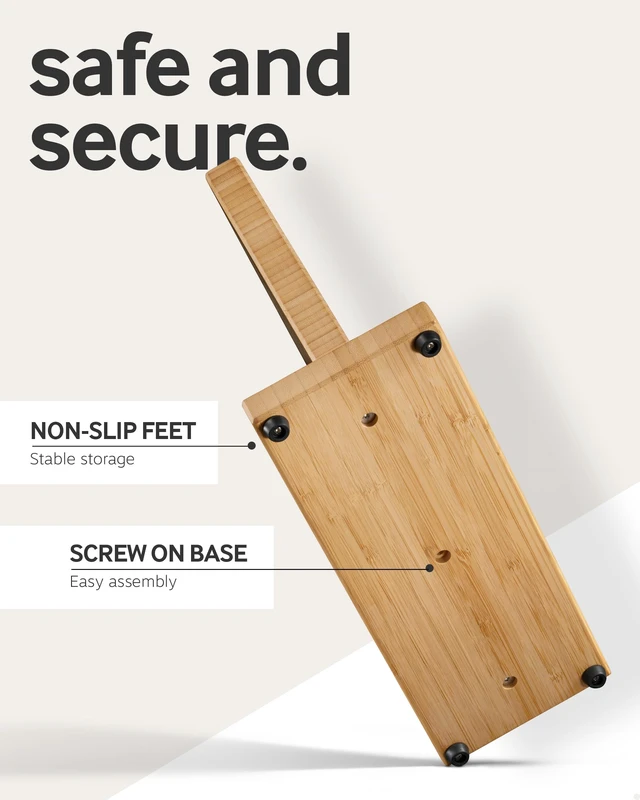 Alt view image 5 of 6 - Magnetic Knife Block | Powerful Double-Sided Wooden Magnetic Knife Holder for up to 9 Knives - Supplied as Empty Knife Block Without Knives