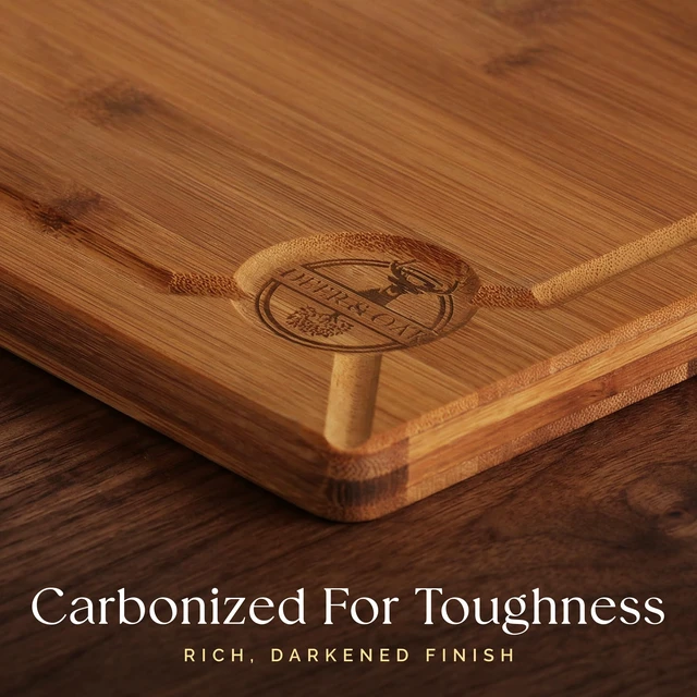 Alt view image 6 of 7 - Pre-Oiled, Non Toxic 3-Piece Carbonized Bamboo Cutting Board Set | 16.5 x 11 in, 12 x 8 in, 9 x 6 in · Hanging hole · Eco-friendly 500F technology