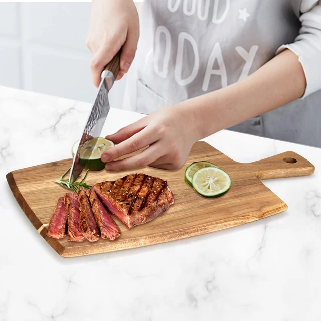 Alt view image 2 of 7 - Acacia Wood Chopping Cutting Board Kitchen with Handle Charcuterie Boards | 17" Solid Decorative Large Wooden Cutting Board Non Toxic Teak Meat Breadboard Serving Cheese Boards for Food Butcher Block