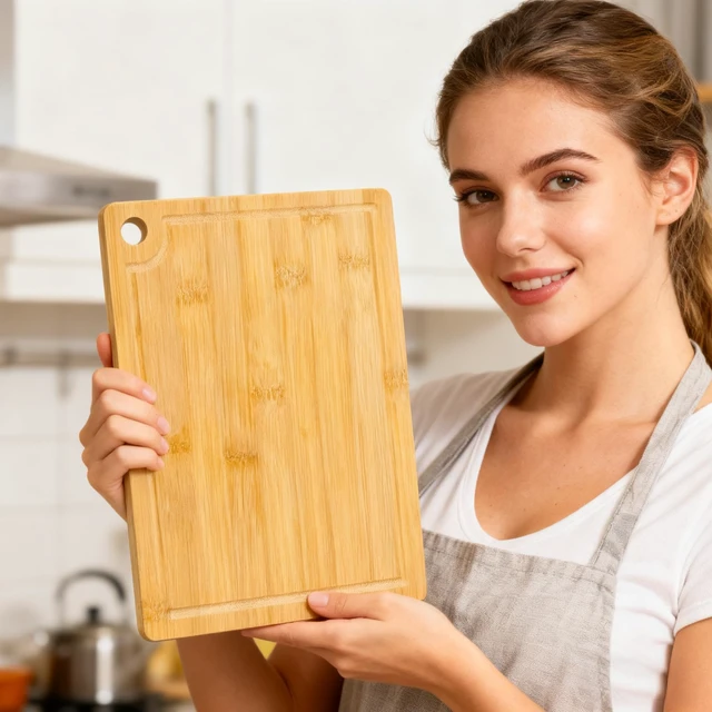 Alt view image 2 of 7 - Small Bamboo Cutting Boards with Juice Groove (11" x 7.8"), No Toxic Wooden Chopping Board for Kitchen, Charcuterie Board, Wooden Cutting Board for Meat, Cheese, Fruits, and Vegetables
