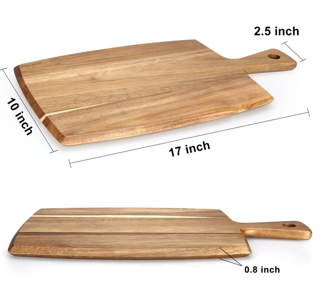 Alt view image 3 of 7 - Acacia Wood Chopping Cutting Board Kitchen with Handle Charcuterie Boards | 17" Solid Decorative Large Wooden Cutting Board Non Toxic Teak Meat Breadboard Serving Cheese Boards for Food Butcher Block