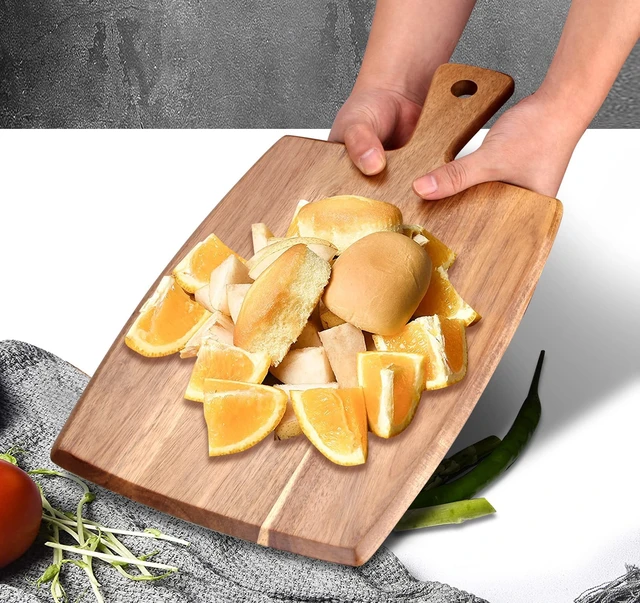 Alt view image 4 of 7 - Acacia Wood Chopping Cutting Board Kitchen with Handle Charcuterie Boards | 17" Solid Decorative Large Wooden Cutting Board Non Toxic Teak Meat Breadboard Serving Cheese Boards for Food Butcher Block