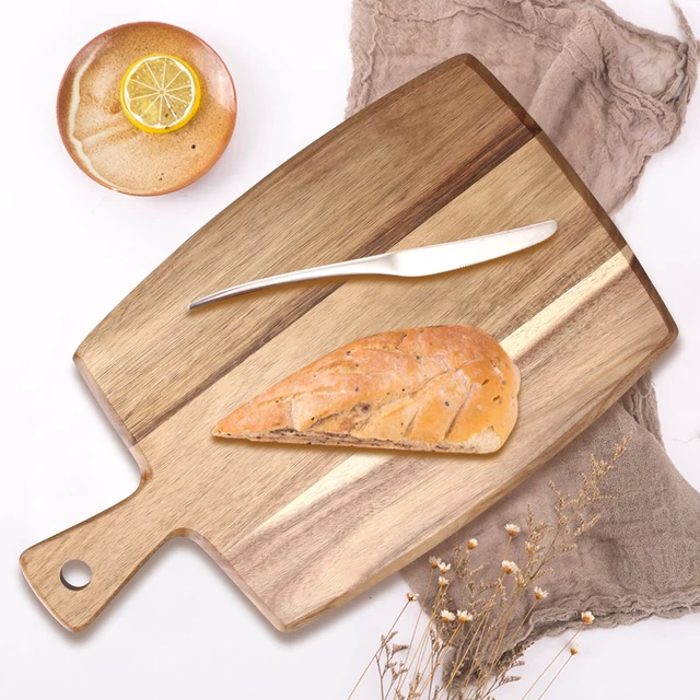 Alt view image 5 of 7 - Acacia Wood Chopping Cutting Board Kitchen with Handle Charcuterie Boards | 17" Solid Decorative Large Wooden Cutting Board Non Toxic Teak Meat Breadboard Serving Cheese Boards for Food Butcher Block