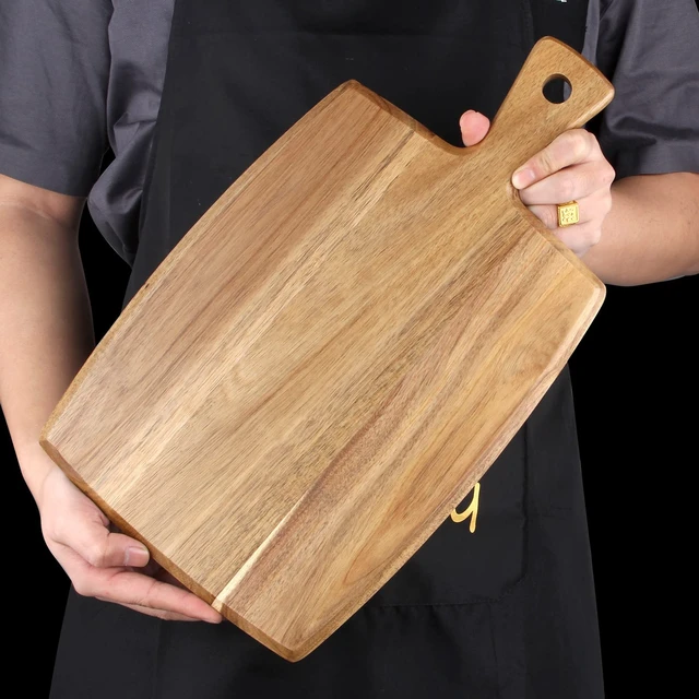 Alt view image 7 of 7 - Acacia Wood Chopping Cutting Board Kitchen with Handle Charcuterie Boards | 17" Solid Decorative Large Wooden Cutting Board Non Toxic Teak Meat Breadboard Serving Cheese Boards for Food Butcher Block