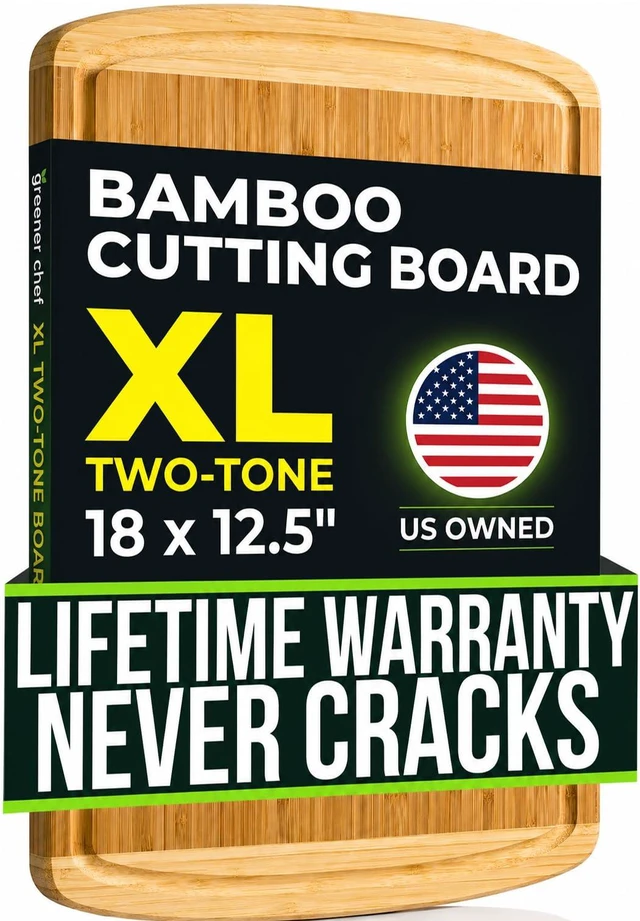 Main image of INDESTRUCTIBLE Bamboo Cutting Board (Extra Large) with Vertical Grain Strength Technology - Non Toxic, Spacious and Lightweight 18" XL Chopping Board Gift - Replacements for Life