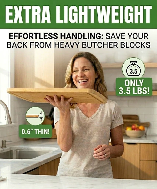 Alt view image 6 of 7 - INDESTRUCTIBLE Bamboo Cutting Board (Extra Large) with Vertical Grain Strength Technology - Non Toxic, Spacious and Lightweight 18" XL Chopping Board Gift - Replacements for Life