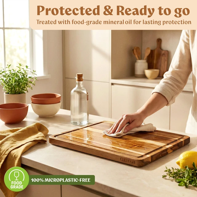 Alt view image 7 of 7 - Extra Large Acacia Wood Cutting Board 17x13, Juice Groove | Non Toxic Wooden Chopping Boards, Knife Friendly, Large Kitchen Boards for Meat, Cheese, Charcuterie & Serving