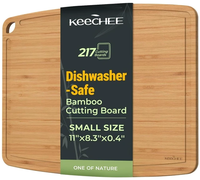 Main image of Dishwasher Safe Carbonized Bamboo Wood Cutting Boards for Kitchen with Juice Groove, Wooden Charcuterie & Chopping for Fruit, Vegetables & Cheese, Durable, Lightweight, Water-Resistant