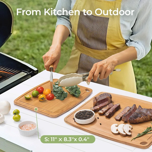 Alt view image 5 of 7 - Dishwasher Safe Carbonized Bamboo Wood Cutting Boards for Kitchen with Juice Groove, Wooden Charcuterie & Chopping for Fruit, Vegetables & Cheese, Durable, Lightweight, Water-Resistant