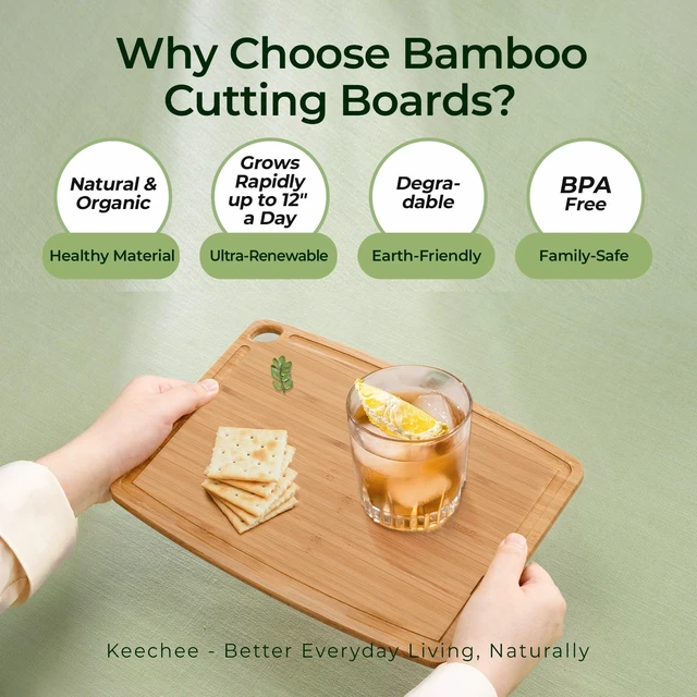 Alt view image 6 of 7 - Dishwasher Safe Carbonized Bamboo Wood Cutting Boards for Kitchen with Juice Groove, Wooden Charcuterie & Chopping for Fruit, Vegetables & Cheese, Durable, Lightweight, Water-Resistant