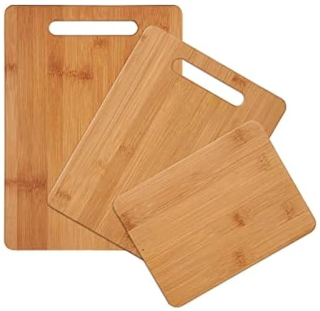 Main image of 3-Piece Wood Cutting Board Set, Reversible Chopping Boards for Meal Prep and Serving, Charcuterie Boards, Wooden Cutting Boards with Built-in Handles, Set of 3 Assorted Sizes, Bamboo