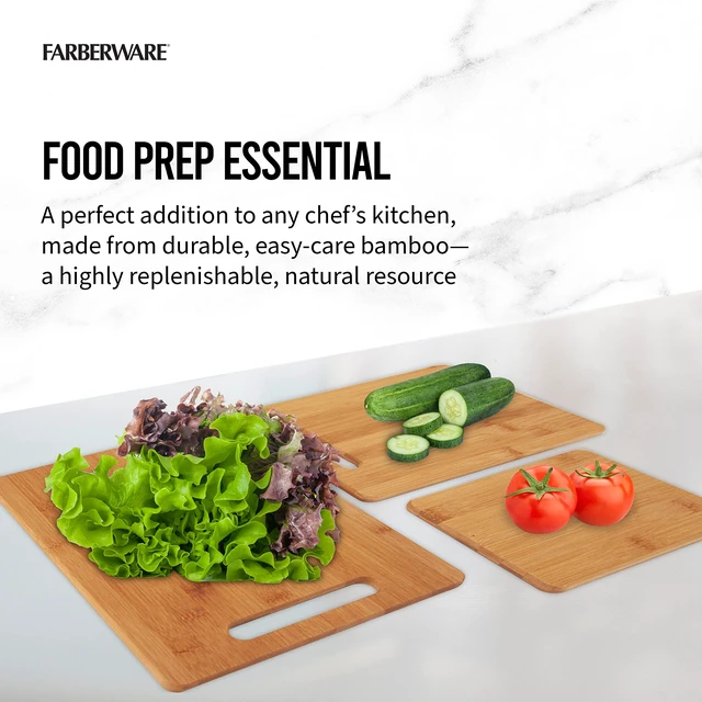 Alt view image 2 of 7 - 3-Piece Wood Cutting Board Set, Reversible Chopping Boards for Meal Prep and Serving, Charcuterie Boards, Wooden Cutting Boards with Built-in Handles, Set of 3 Assorted Sizes, Bamboo
