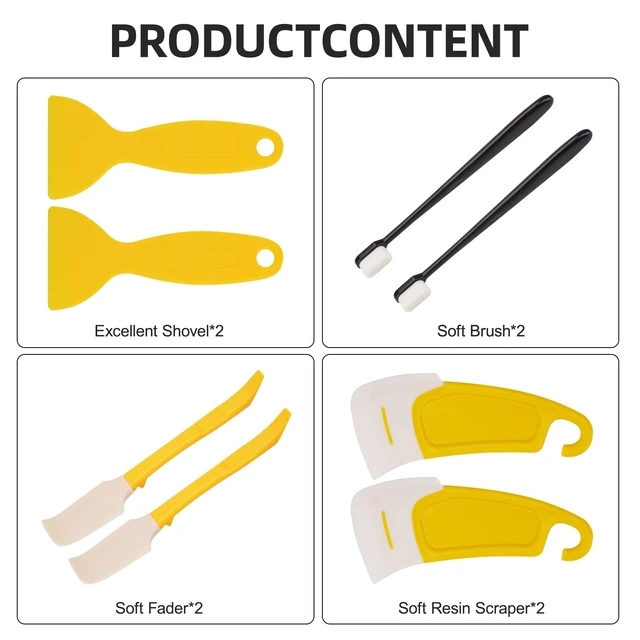 Alt view image 6 of 7 - 8pcs UV Resin 3D Printer Must-Have Tools | Scrapers,Silicone Spatulas,Brushes for Resin Transfer Cleaning and Protection Release FEP Film Vat Tank (8PCS)