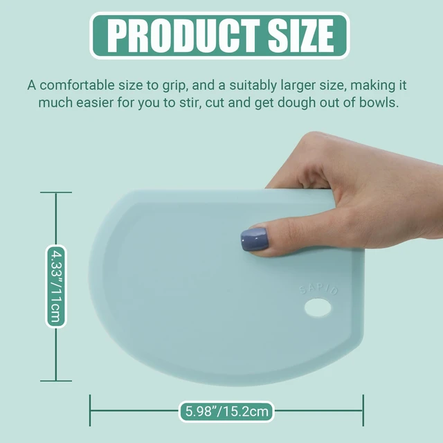 Alt view image 3 of 7 - Silicone Dough Scraper with Metal Core Flexible Bowl Scraper Bread Baking | With Stainless Steel Sheet, Curved Edge Food Grade Silicone Bench Scraper for Sourdough Bread, 2PCS, Blue & Mint Gree