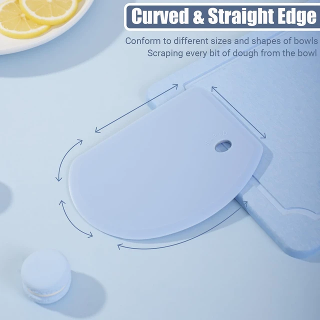 Alt view image 4 of 7 - Silicone Dough Scraper with Metal Core Flexible Bowl Scraper Bread Baking | With Stainless Steel Sheet, Curved Edge Food Grade Silicone Bench Scraper for Sourdough Bread, 2PCS, Blue & Mint Gree