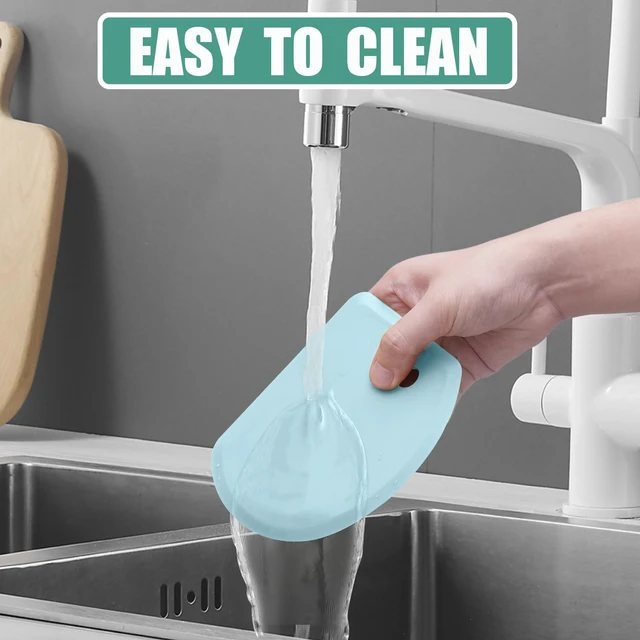Alt view image 7 of 7 - Silicone Dough Scraper with Metal Core Flexible Bowl Scraper Bread Baking | With Stainless Steel Sheet, Curved Edge Food Grade Silicone Bench Scraper for Sourdough Bread, 2PCS, Blue & Mint Gree