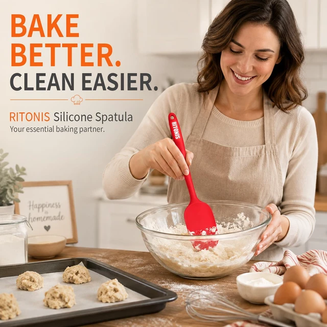 Alt view image 2 of 6 - Silicone Spatula Set, 5-Piece Heat Resistant Scraper Tools | BPA-Free, Heat-Resistant, Non-Toxic, Non-Stick, Dishwasher-Safe for Cooking, Baking, Mixing, Scraping & Dough Prep