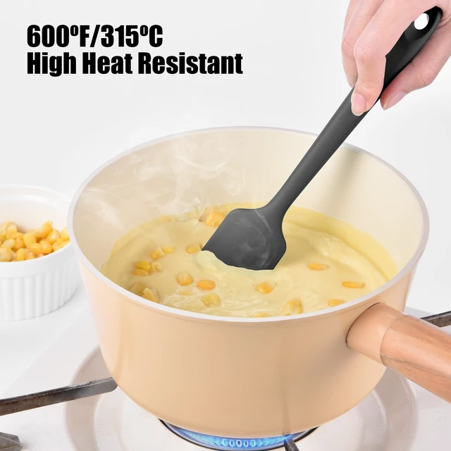 Alt view image 3 of 7 - Silicone Small Spatula, 600°F Heat Resistant Mini Scraper (Black) | Food-Grade Bowl Scraper Compact Flexible Kitchen Cooking Baking Tool for Scraping Jar Jams Nut Butters & Mixing Sauce