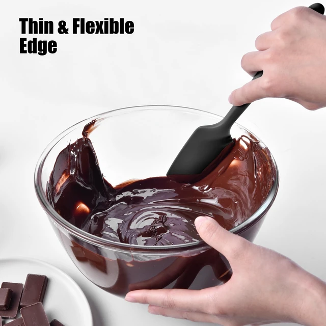Alt view image 5 of 7 - Silicone Small Spatula, 600°F Heat Resistant Mini Scraper (Black) | Food-Grade Bowl Scraper Compact Flexible Kitchen Cooking Baking Tool for Scraping Jar Jams Nut Butters & Mixing Sauce