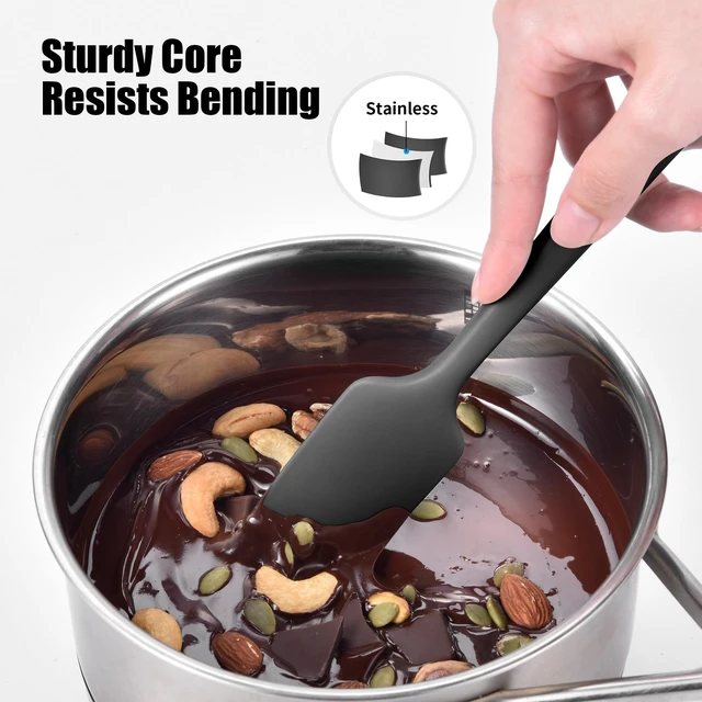 Alt view image 4 of 7 - Silicone Small Spatula, 600°F Heat Resistant Mini Scraper (Black) | Food-Grade Bowl Scraper Compact Flexible Kitchen Cooking Baking Tool for Scraping Jar Jams Nut Butters & Mixing Sauce
