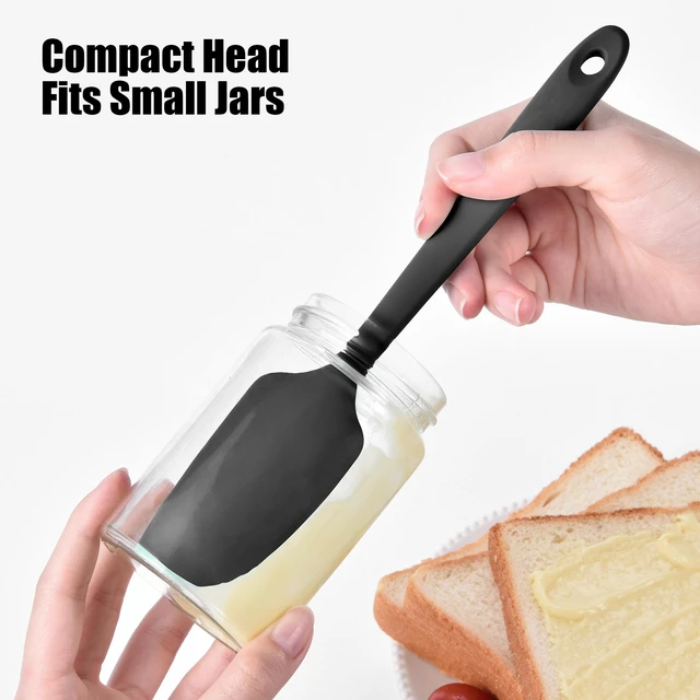 Alt view image 6 of 7 - Silicone Small Spatula, 600°F Heat Resistant Mini Scraper (Black) | Food-Grade Bowl Scraper Compact Flexible Kitchen Cooking Baking Tool for Scraping Jar Jams Nut Butters & Mixing Sauce