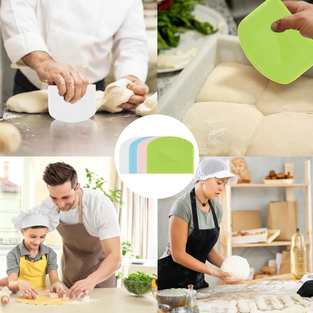 Alt view image 2 of 7 - Sourdough Scraper Tool, 4 Pcs Flexible Bowl Scraper for Baking Bread Dough | Multifunctional Kitchen Food Scraper for Bread and Cake, Bench Scraper for Dough Work and Pastry Cutting