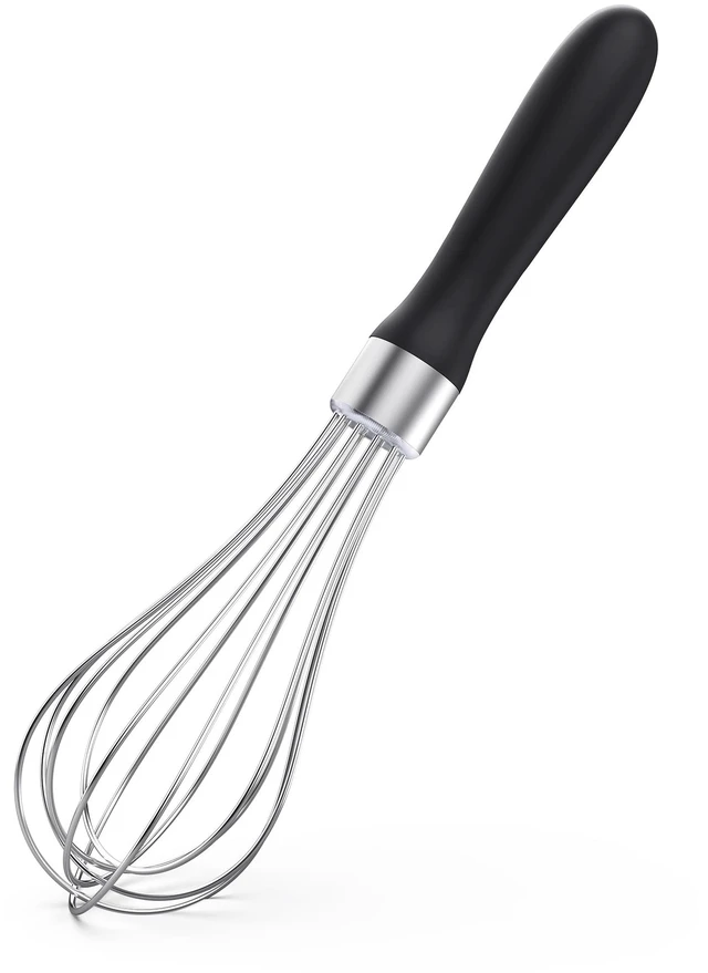 Main image of Wire Whisk for Cooking, 18/10 Stainless Steel Balloon Wisk, S/Black | Kitchen Metal Whisk Rustproof, Manual Egg Beater with 6 Flex Wires, Hand Wisking Tool for Baking Mixing Stirring Blending