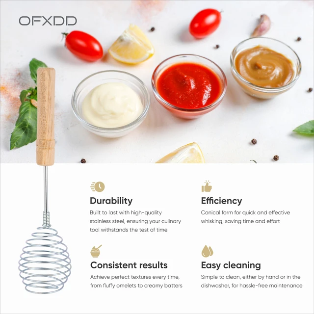 Alt view image 3 of 6 - Wire Egg Whisk - Whisks Easy Whipper - Stainless Steel Coil - Clean Hand - Whip Whisker