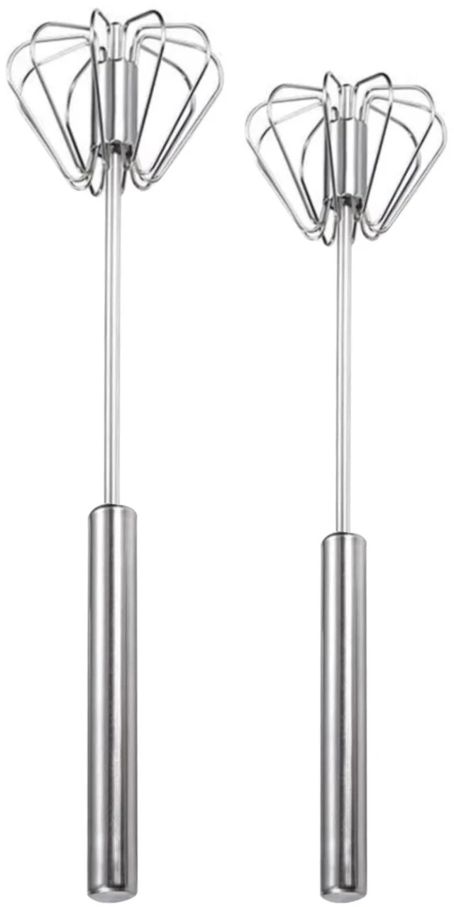 Main image of 2PCS Semi Automatic Whisk Stainless Steel Semi-Automatic Egg Whisk for Home | Push Button Whisk Semi Automatic Egg Whisk for Milk, Egg, Cream, Kitchen, Restaurants, Bars
