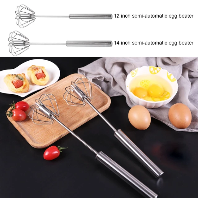 Alt view image 4 of 7 - 2PCS Semi Automatic Whisk Stainless Steel Semi-Automatic Egg Whisk for Home | Push Button Whisk Semi Automatic Egg Whisk for Milk, Egg, Cream, Kitchen, Restaurants, Bars