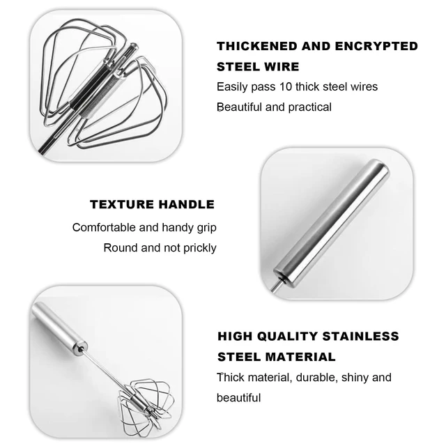 Alt view image 6 of 7 - 2PCS Semi Automatic Whisk Stainless Steel Semi-Automatic Egg Whisk for Home | Push Button Whisk Semi Automatic Egg Whisk for Milk, Egg, Cream, Kitchen, Restaurants, Bars
