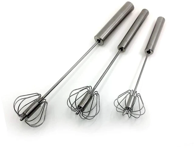 Main image of Stainless Steel Semi-automatic Egg Whisk - 3PCS Hand Push Rotary Whisk Blender (3 Pack)
