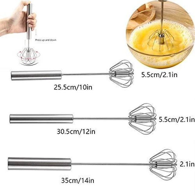 Alt view image 2 of 7 - Stainless Steel Semi-automatic Egg Whisk - 3PCS Hand Push Rotary Whisk Blender (3 Pack)