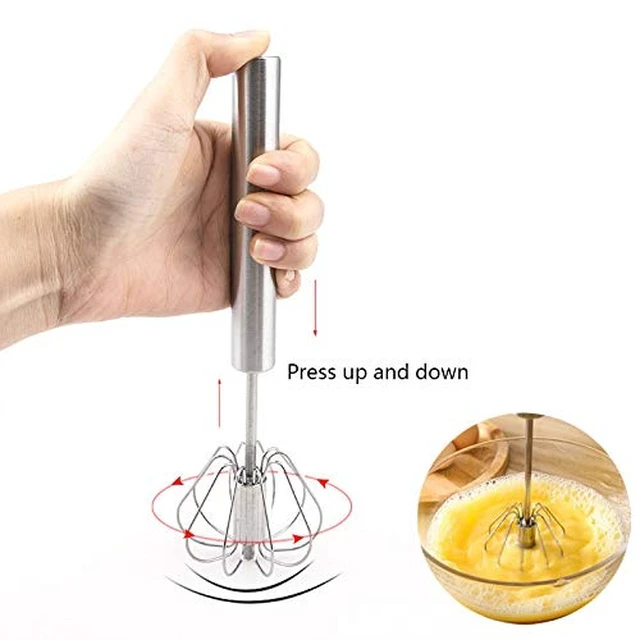 Alt view image 3 of 7 - Stainless Steel Semi-automatic Egg Whisk - 3PCS Hand Push Rotary Whisk Blender (3 Pack)