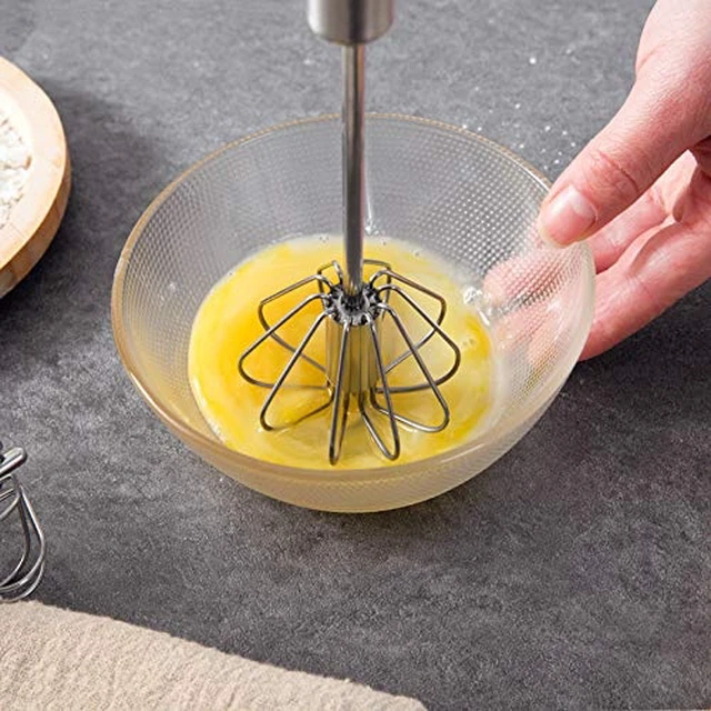Alt view image 5 of 7 - Stainless Steel Semi-automatic Egg Whisk - 3PCS Hand Push Rotary Whisk Blender (3 Pack)