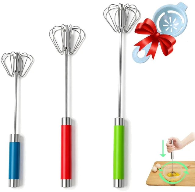 Main image of Semi-automatic Whisk, Stainless Steel Egg Beater, Hand Push Rotary Whisks Mixer Stirrer for Making Cream, Whisking, Beating and Stirring (3 Color2)