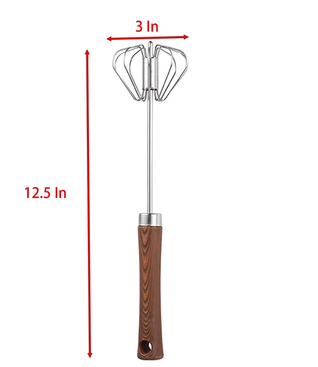 Alt view image 2 of 7 - Semi-automatic Egg Whisk, 2 Pcs 12.5 Inch Length Stainless Steel Egg Beater for Bread, Cake and Cooking (M)