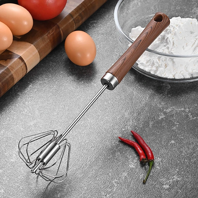 Alt view image 7 of 7 - Semi-automatic Egg Whisk, 2 Pcs 12.5 Inch Length Stainless Steel Egg Beater for Bread, Cake and Cooking (M)