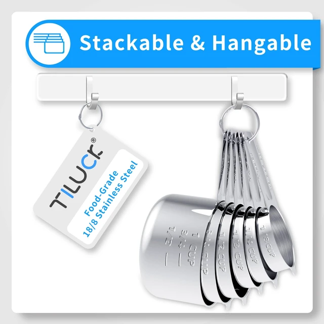Alt view image 3 of 6 - Stainless Steel Measuring Cups & Spoons Set, Cups and Spoons | Stainless Steel Nesting Measure Cups , Kitchen Gadgets for Cooking & Baking (12)