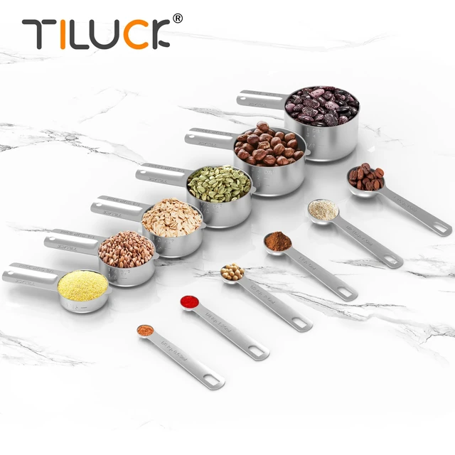 Alt view image 5 of 6 - Stainless Steel Measuring Cups & Spoons Set, Cups and Spoons | Stainless Steel Nesting Measure Cups , Kitchen Gadgets for Cooking & Baking (12)