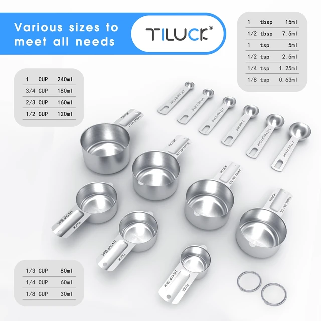 Alt view image 2 of 6 - Stainless Steel Measuring Cups & Spoons Set,Coffee Scoop Spoon | Kitchen Gadgets for Cooking & Baking,Set of 13
