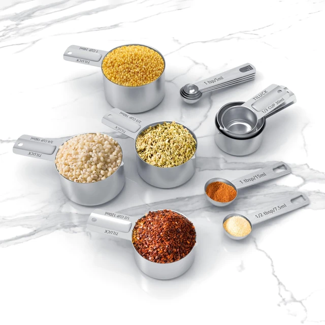 Alt view image 5 of 6 - Stainless Steel Measuring Cups & Spoons Set,Coffee Scoop Spoon | Kitchen Gadgets for Cooking & Baking,Set of 13